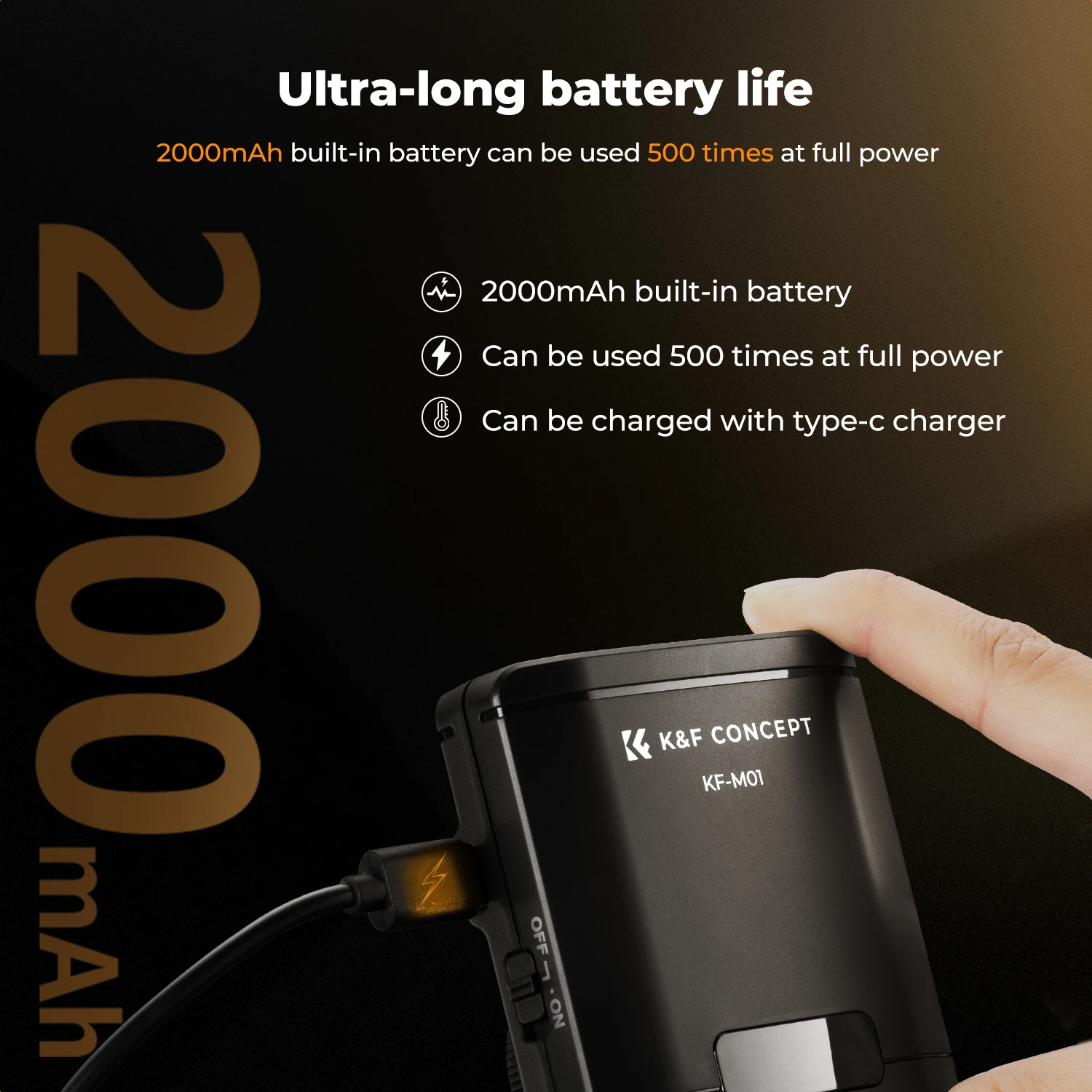 K&F Concept Mini Flash Speedlite GN12 Con Batteria 2000mAh – 8 Livelli Di Potenza, LCD, Compatibile Canon, Nikon, Fuji, Panasonic, Sony (escluso ZV-1F)