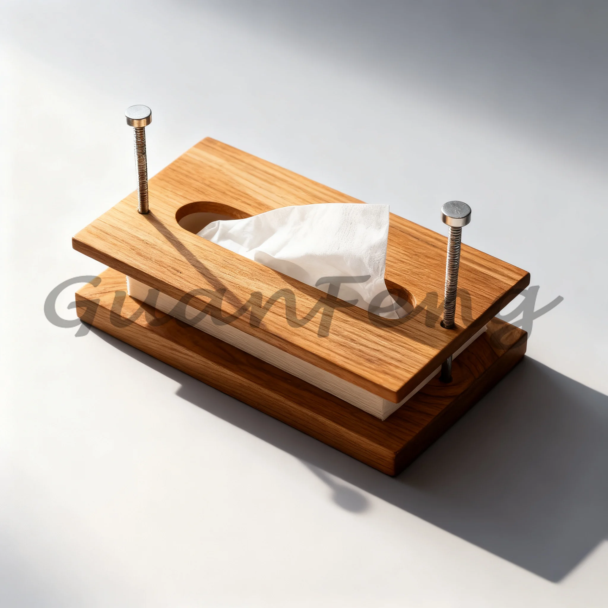 Minimalist Wooden Tissue Box Dispenser, Smooth Paper Holder Floating Design Desktop Organizer for Home Kitchen Office