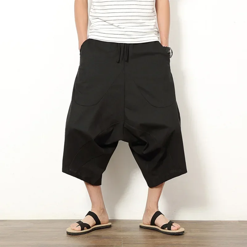 

Summer Men's Low-end Pants Chinese Style Capris Ethnic Style Plus Size Loose Casual