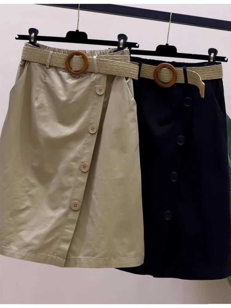 

High Waist Wide Leg Pants Skirt Women's Casual Straight Five-Quarter Elastic Waist Half Skirt Summer 2026 plus Size Slimming