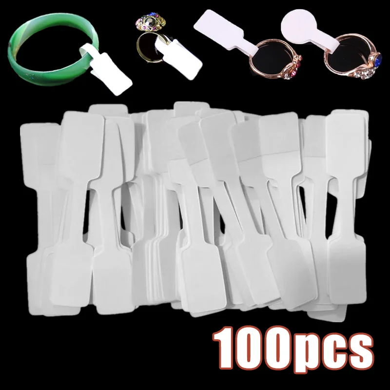 

100Pcs Jewelry Price Tags Blank Label Jewelry Display Card Rectangle Portable Self-Sticker Label Tool Cardboard Package Hang Tag