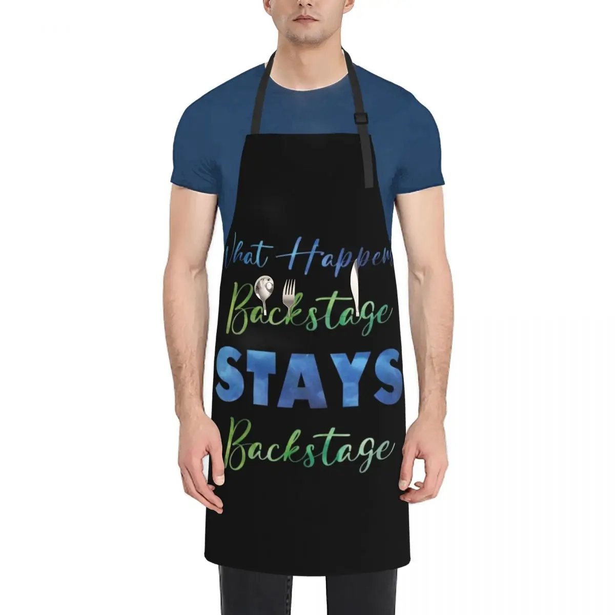 What Happens Backstage Stays Backstage Apron Goods For Home And Kitchen Funny home women men Apron