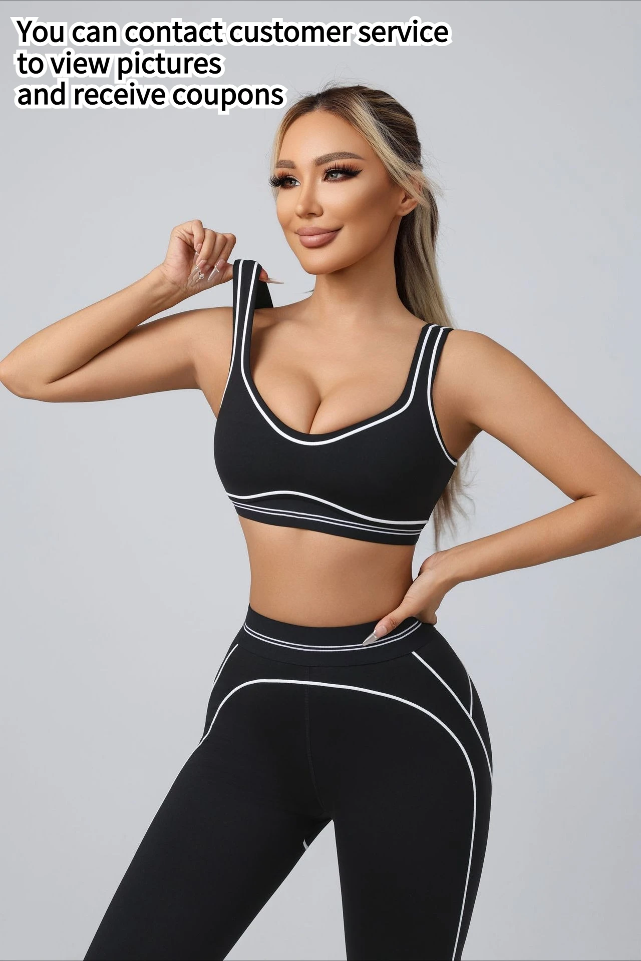 Yoga Suit Women Sport Set Pilates Clothing High Waisted Elasticized Leggings Hip Lifting Pants Gather Top Vest Strip Workout Set