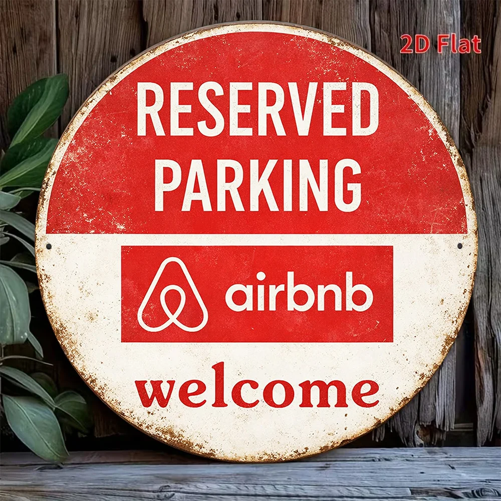 1pc 8*8In/20X20Cm 2D Flat Round Sign, Retro Plaque about 
