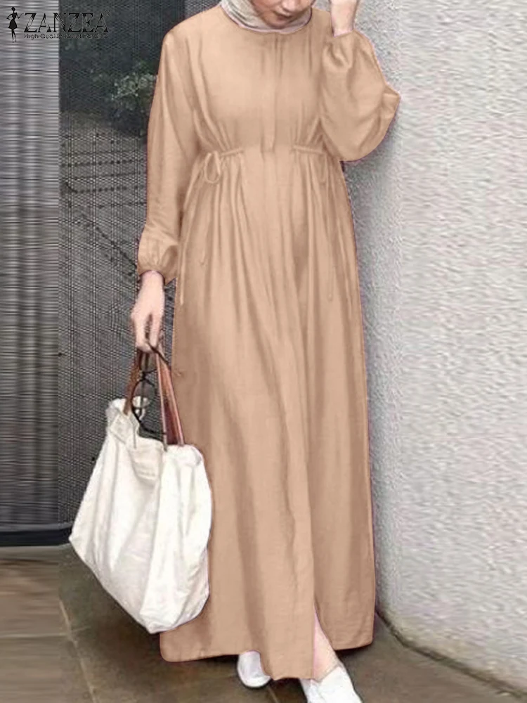 

Fashion Muslim Dresses Hijab Vestidos ZANZEA Autumn Women Elegant Long Dress Turkey Abaya Islam Clothing Dubai Sundress Robe