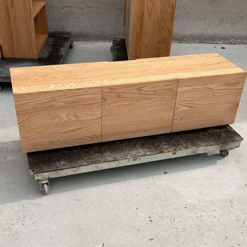 Factory direct sales all solid wood TV cabinet oak floor locker small apartment living room floor cabinet log TV cabinet