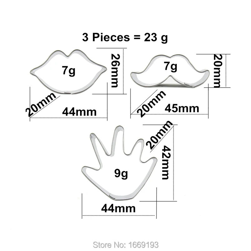 Beard, Lips, Hands Shape Cake Decorating Fondant Cutters Tools Set, Cookie Biscuit Pastry candy Stainless Steel Baking Molds