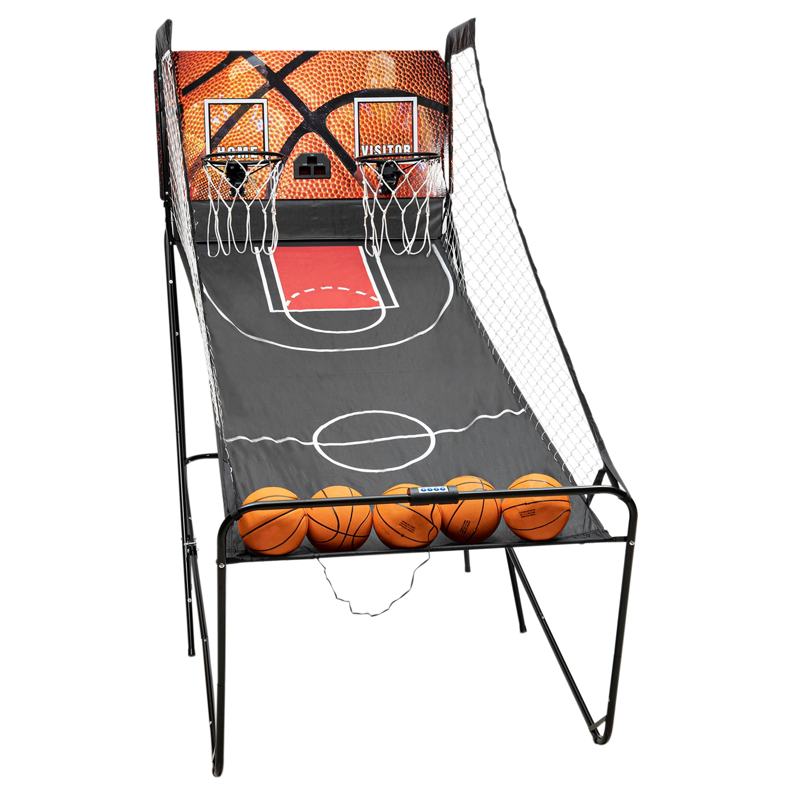 

Indoor Electronic Basketball Hoop, Dual-Shot with 8 Game Modes, LED Scoreboard, Collapsible, Includes Basketballs & Inflator