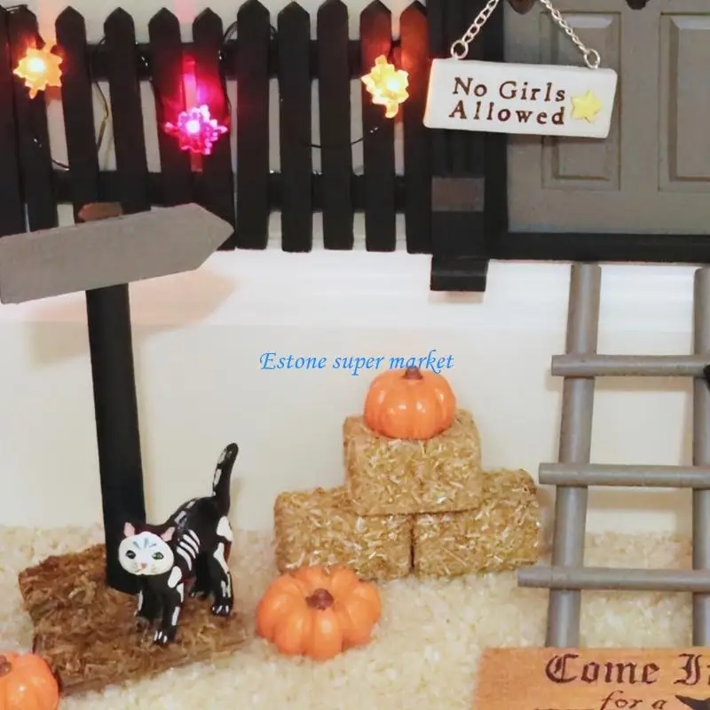 090B 8 قطع من الخشب الطبيعي هايز كومة مصغرة لبيت الدمية ديكورات المزرعة الإبداعية #4