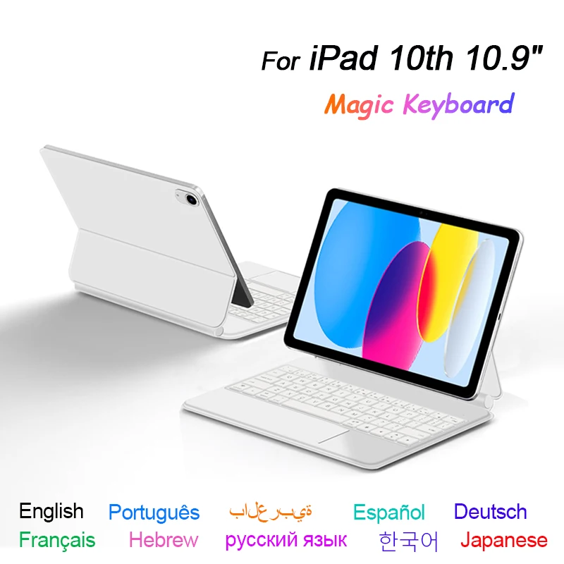 

Backlit Touchpad Magic Keyboard For iPad 10 10th Gen 2022 10.9 Inch A2696 A2757 A2777 Magnetic Smart Cover Wireless Keyboard