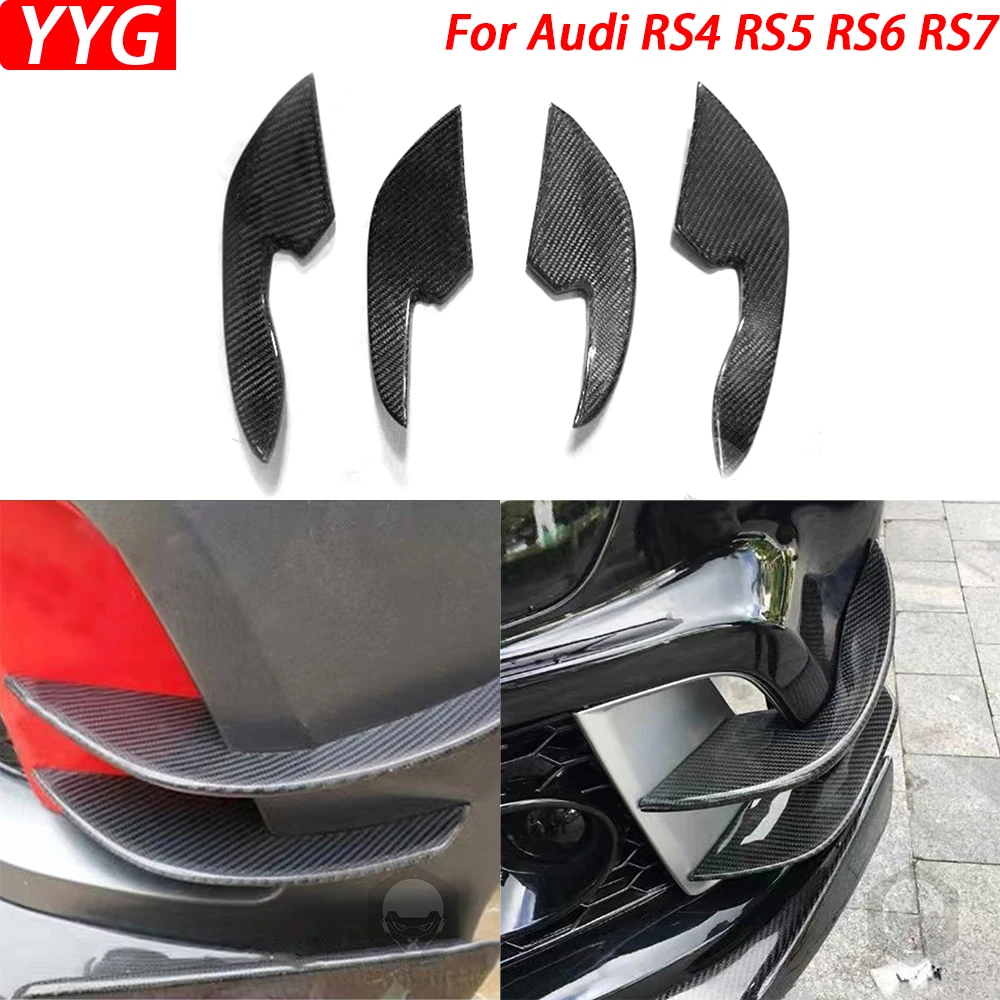 

Для Audi RS4 RS5 RS6 RS7 2012-2017 передняя планка из настоящего углеродного волокна, накладка на нож ветра, модернизация автомобильных аксессуаров, модификация