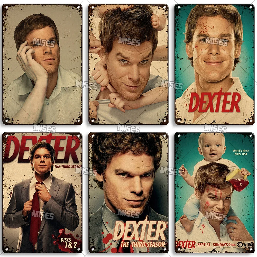 MISES Dexter Michael C. Hall Classic TV Metal Tin Sign Home Bar Club Metal Sign Rusty Metal Poster Wall Decorative Metal Plaque