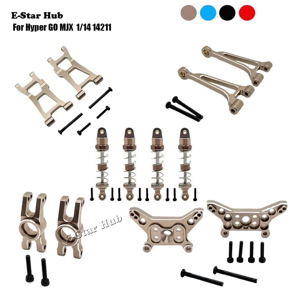 

Front Rear Suspension Brackets Upper Lower Swing Arms Cup Oil Shock Absorber for Hyper GO MJX 1/14 14211 RC Car Upgrade Parts