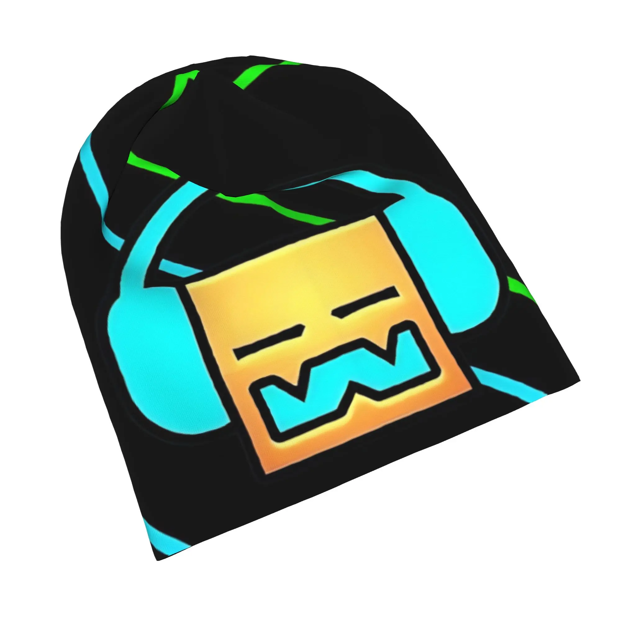 Geometry Dash Games Bonnet Hat Autumn Winter Outdoor  Skullies Beanies Hats Unisex Warm Dual-use Caps