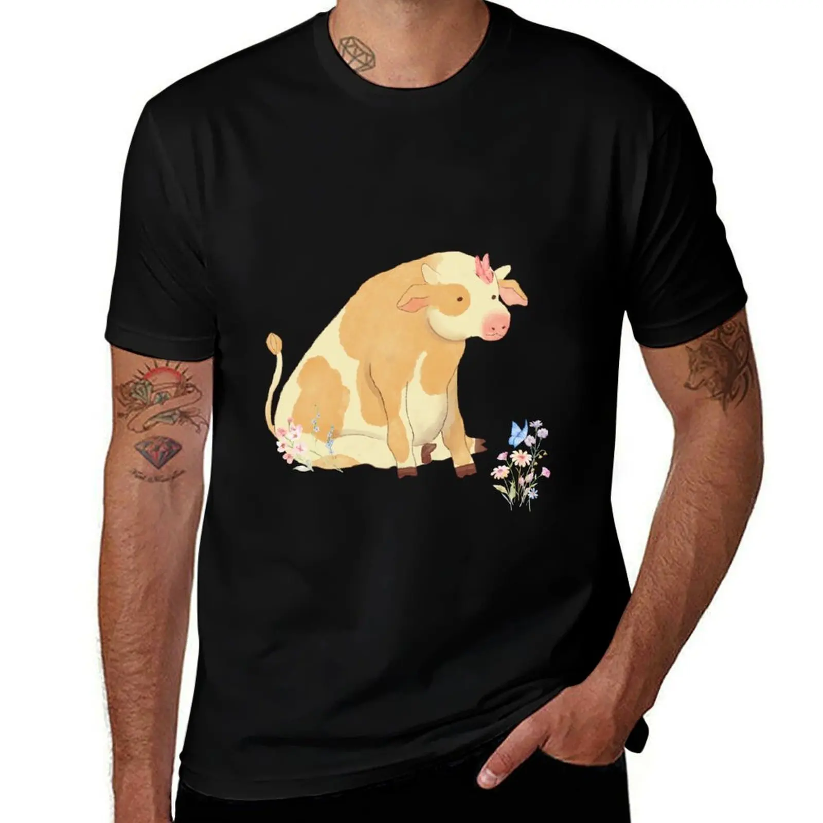 

Careful Cow T-Shirt Anime t-shirt blacks hippie clothes Man t-shirt fitted t shirts for men