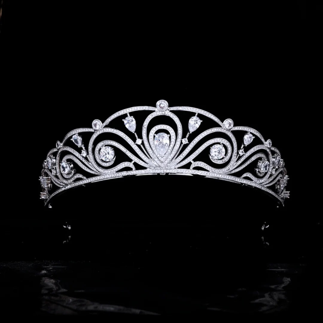 Royal Queen Crowns For Wedding Headdress Cubic Zirconia Princess Diana Bridal Tiara Crown For Women Diadem Prom Bride Headpiece