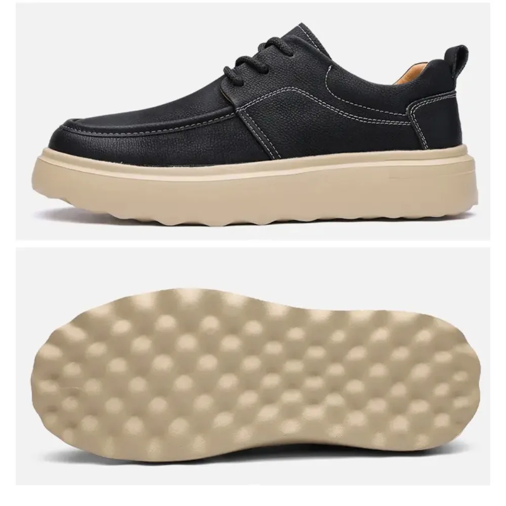 2025 zapatos de plataforma de cuero de vaca para hombres primavera otoño nuevo diseñador aumentar zapatos de trabajo masculino transpirable mocasines Hallow Out hombre
