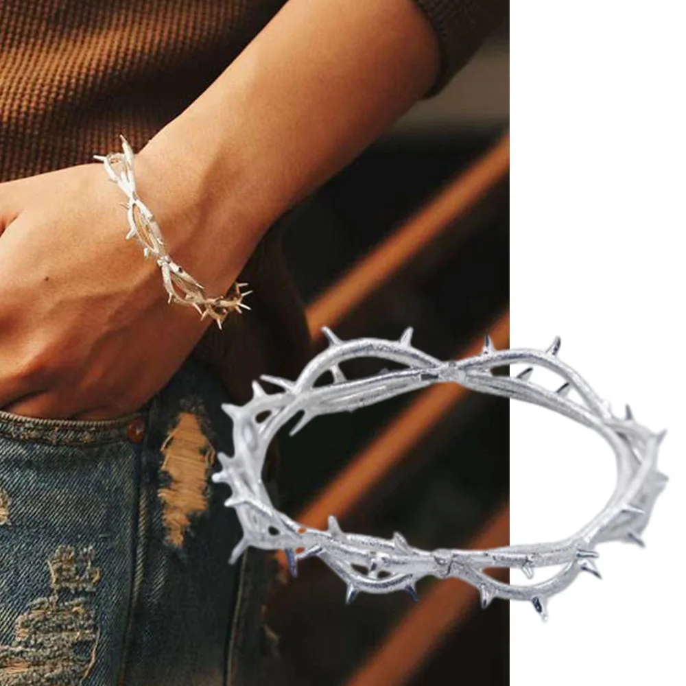 Personality Punk Thorns Bracelet Bangles for Men Women Horn Prickle Chain Bracelet Unisex Jewelry Accessories Gift