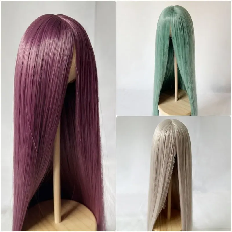 BJD 가발 매트 고온사 일상용 컬러 스타일 중간 가르마 긴 생머리 3/4/6/8 사이즈 장식용