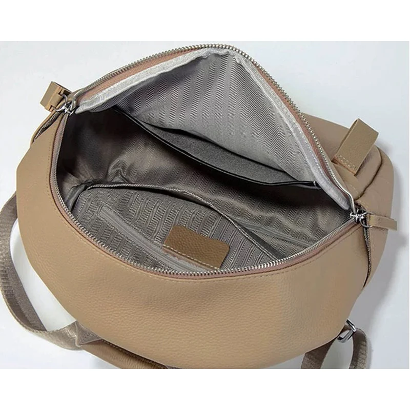 Imagem -05 - Grandes Bolsas de Ombro Espaçosas para as Mulheres Mochila de Couro Genuíno Bolsa de Escola Feminina 100 Natural Couro Menina Cross-corpo Bolsa T143