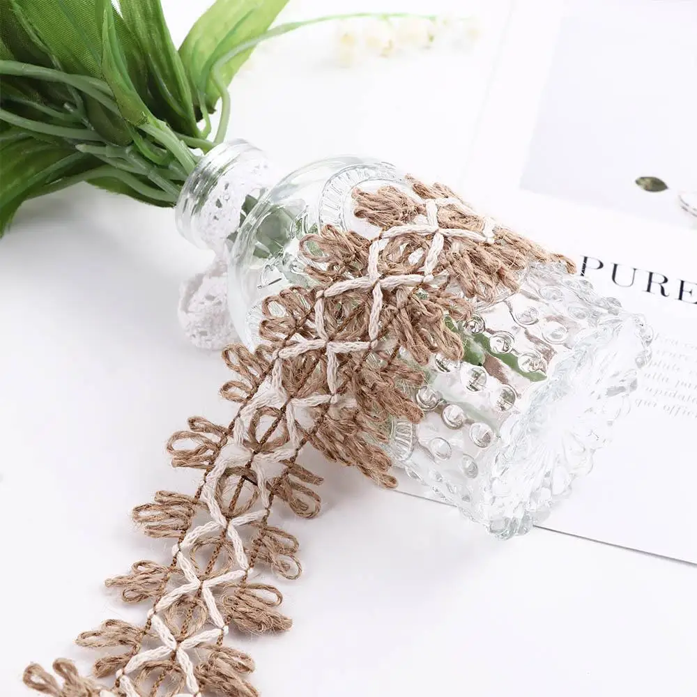 Vintage 3.5-5cm Crafts DIY Scrapbook Woven Lace Home Ornament Hemp Rope Wedding Party Supplies Jute Ribbon Burlap Roll