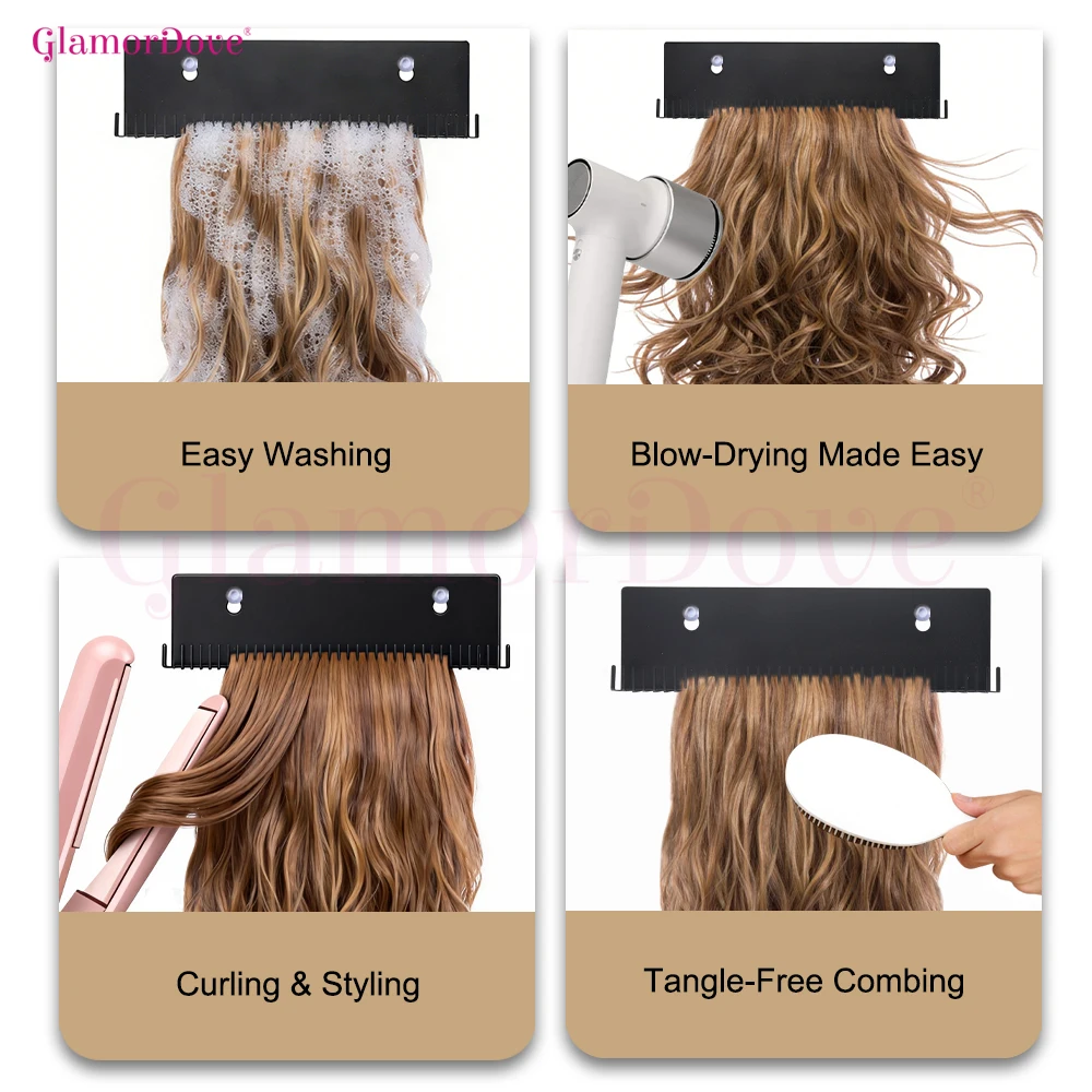 GlamorDove Hair Extension Holder – For Washing, Styling & Drying Weft, Clip-In, Tape-In & Halo Extensions - view 5