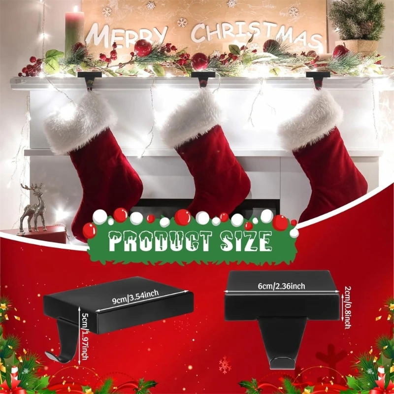 

Set of 4 Effective Christmas Stocking Hangers Christmas Mantel Hook Hangers for Stocking Hanging and Christmas Decors