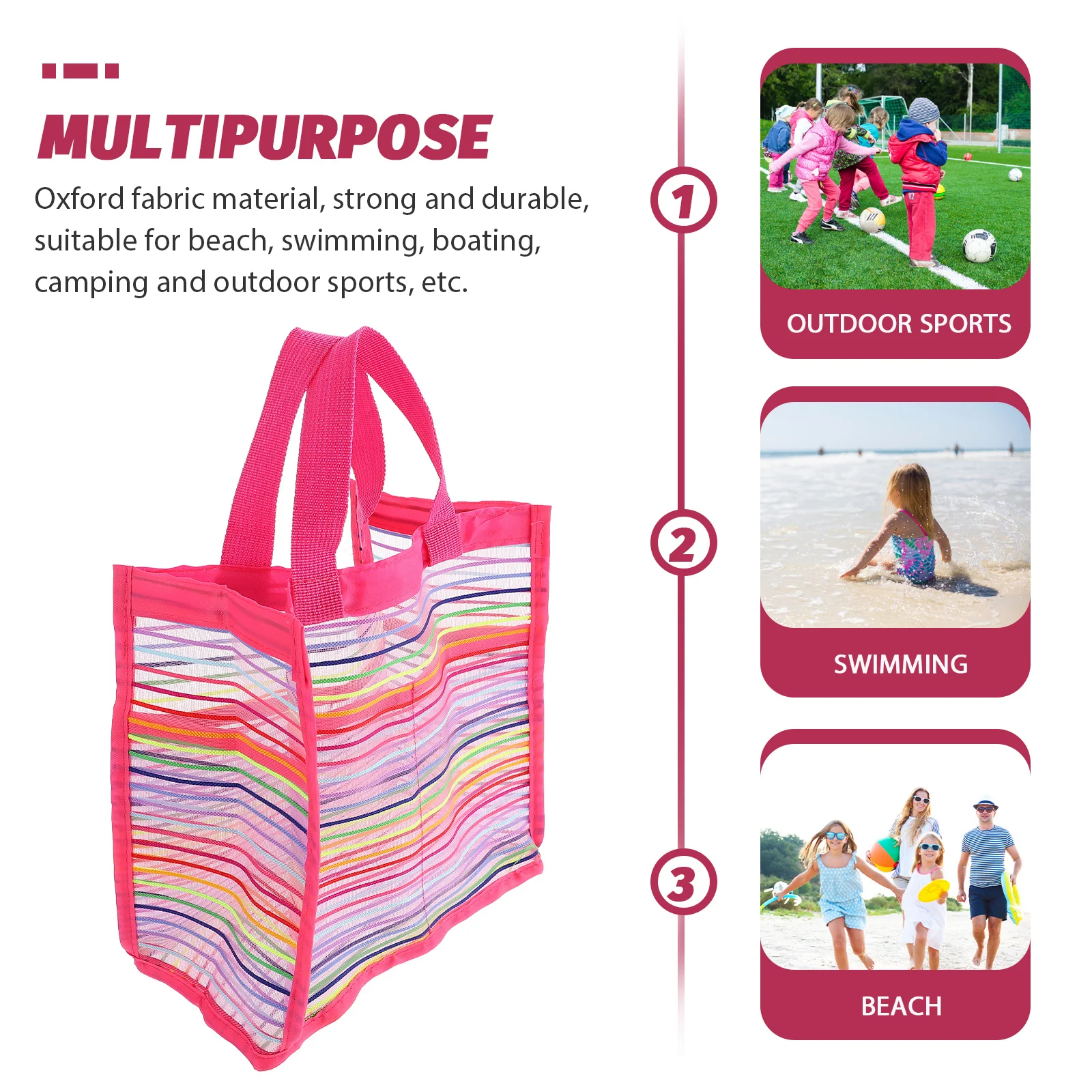 Beach Bag Mesh Storage Pouch Portable Shower Oxford Cloth Toy Kids Collecting Shells Beach Toys Outdoor Sports