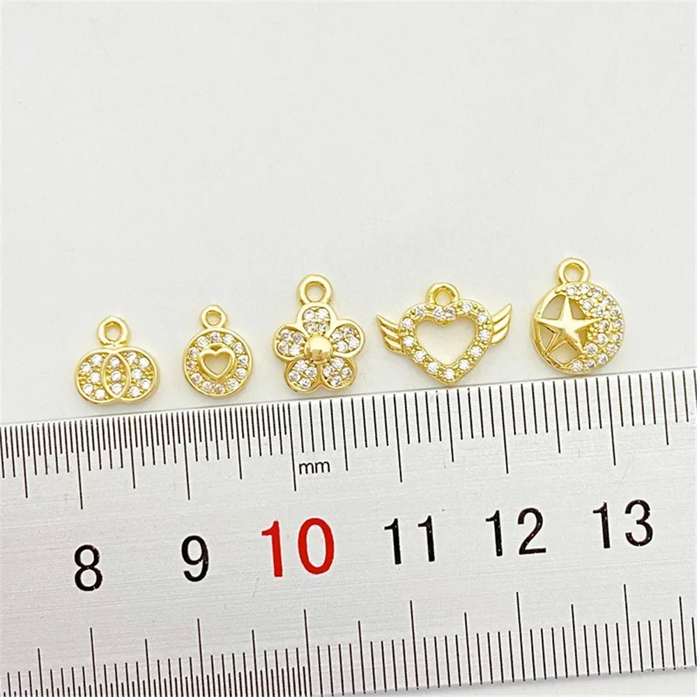 

14K gold-plating Zirconium Love Double Circle Moon Pendant Handmade DIY Bracelet Necklace Jewelry Material Accessories