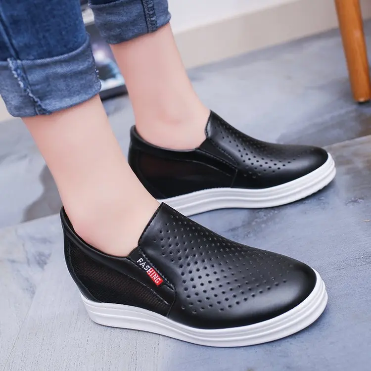 Women 2024 New Small White Shoes Inside To Increase Everything with A Slip-on Lazy Leisure Sports Net Sneakers