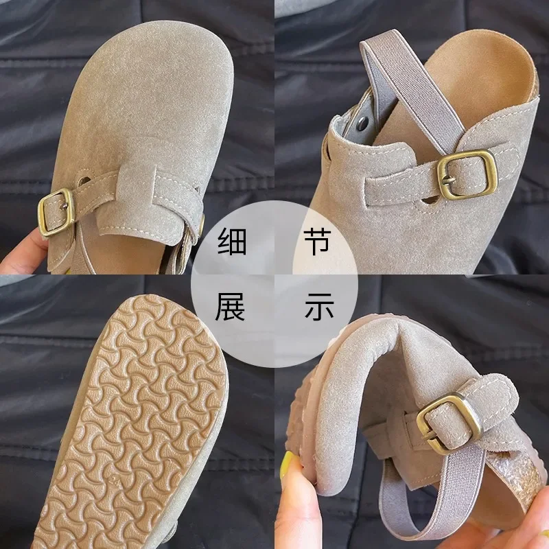 2025 New Retro Bean Shoes with Cow Tendon Soft Sole Round Toe Flat Bottom for Leisure One Step Single Step Shoes