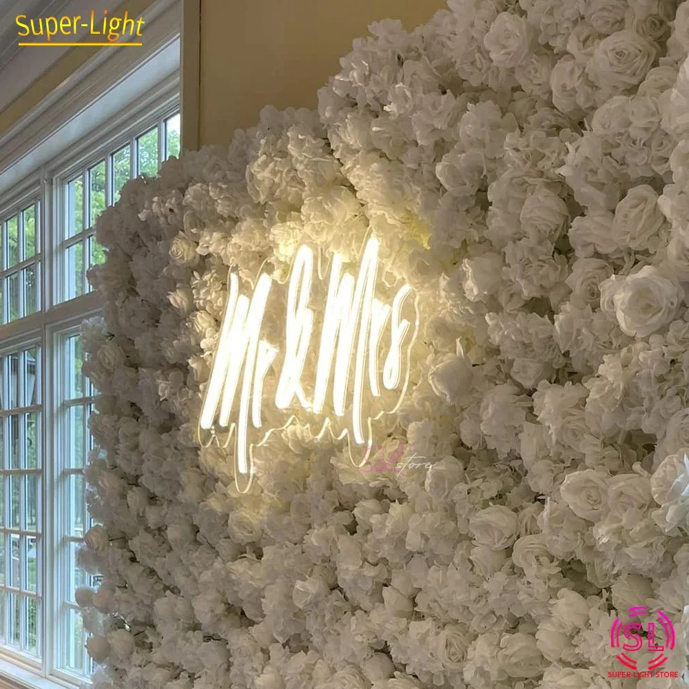 Custom Neon Mr Mrs Sign 55x35CM Flexible LED Signage Big LED Light Sign Mr and Mrs Neon Light for Wedding Wall Decoration