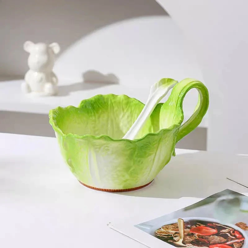 الملفوف وعاء سيراميك الإبداعية مقبض الفاكهة طبق للسلطة وعاء الحساء الحلوى وجبة خفيفة السلطانيات المعكرونة الأطباق المطبخ الجزيئي أدوات المائدة #4