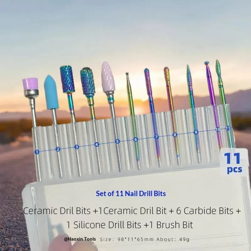11 Teile/schachtel Professionelle Keramik Nagel Bohrer Set Elektrische Maniküre Nagel Datei Bit Für Acryl Gel Nägel Und Nagelhaut