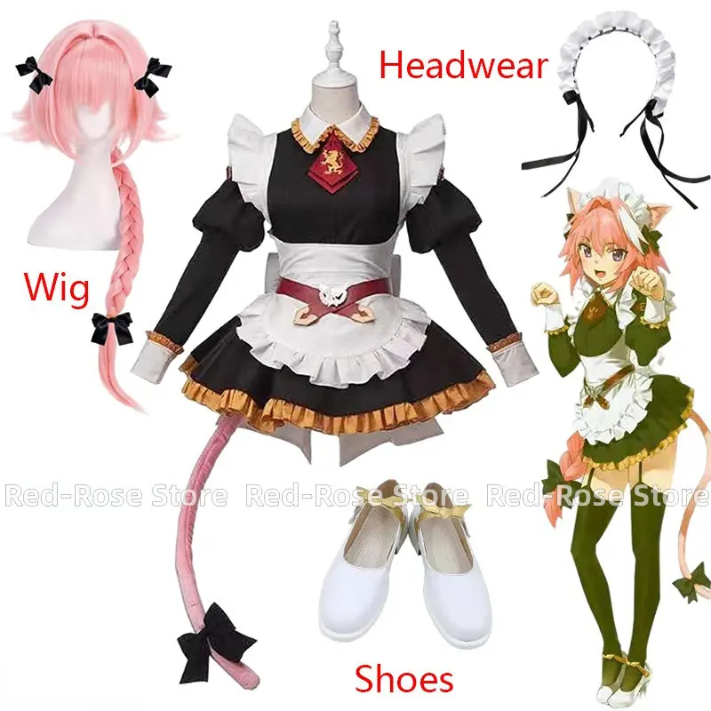 FGO Fate Grand Order Fate Apocrypha Rider Astolfo Cosplay Costume Maid Dress Women Fancy Dress Uniform Halloween Carnival Suit