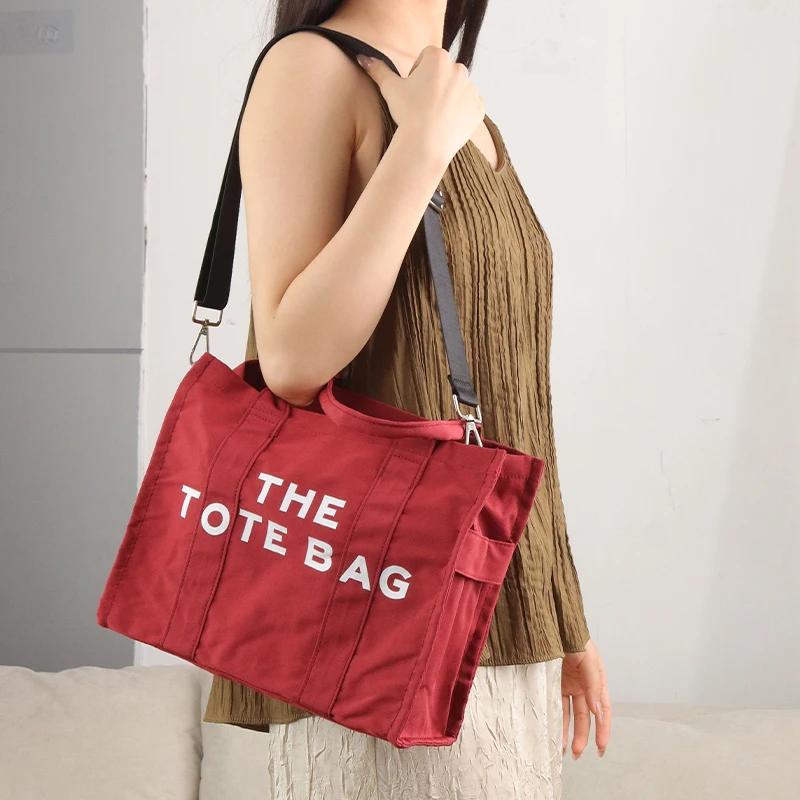 

Fashionable retro large-capacity tote bag Korean version versatile letter casual shoulder crossbody bag nylon