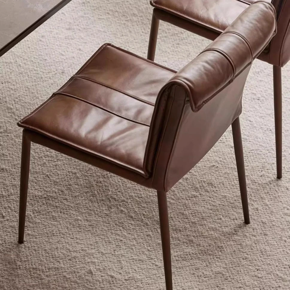 ee-Nordic Home Fashion Dining Chair Designer Leather Comfortable Back Leisure Chairs Cafe Modern Simple Soft Pack Dining Chairs