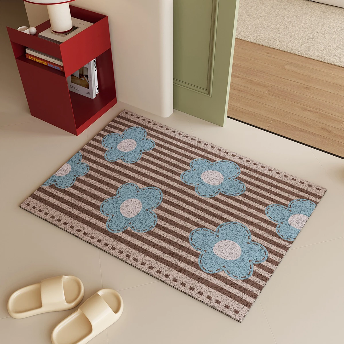 

Floral Striped Welcome Rug Entry Door Mats Entrance Doormat Anti-slip and Wear-resistant Carpet Felpudo Puerta Entrada Fussmatte