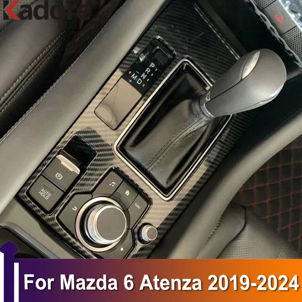 For Mazda 6 Atenza 2019-2022 2023 2024 Interior Accessories Carbon Fiber Gear Shift Panel Cover Car Decoration Trim Car Styling