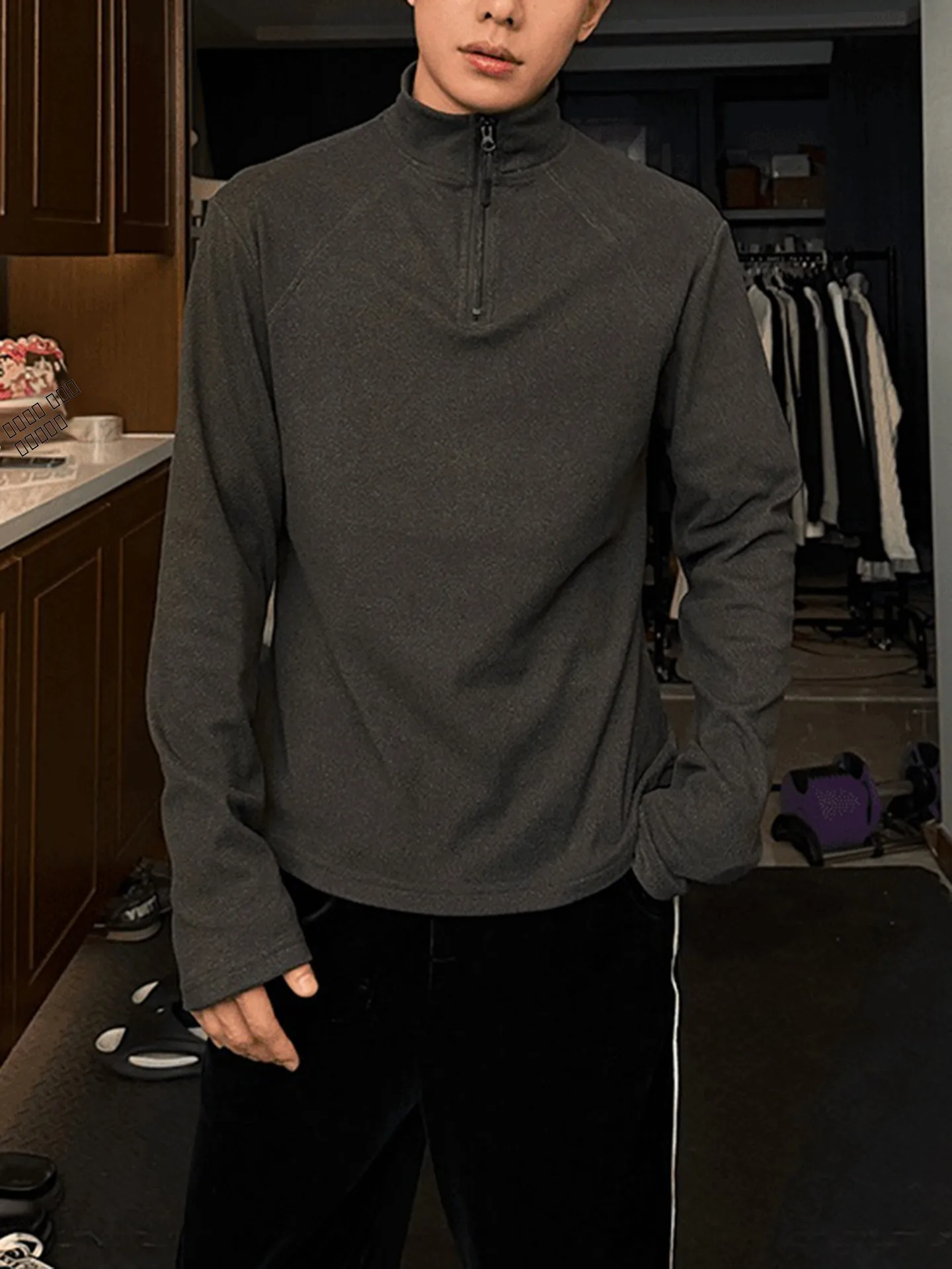 

Мужская теплая флисовая толстовка с длинным рукавом на молнии, с высоким воротником, осенне-зимняя, цветная, P25