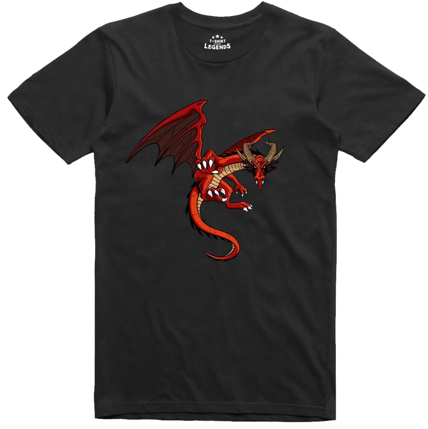 Dragon Rouge T-Shirt Donjons RPG Rôle de Jeu Joueur Coupe Standard T-Shirt