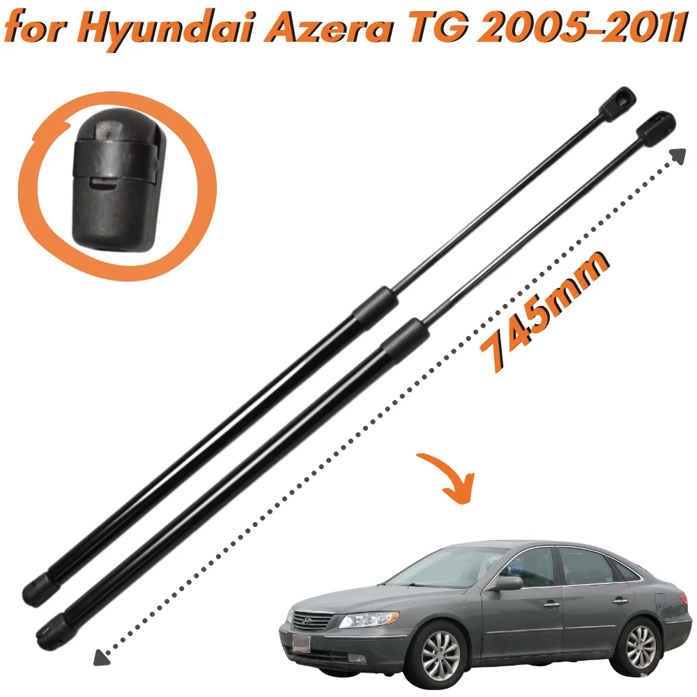 Qty(2) Hood Struts for Hyundai Azera Grandeur TG 2005-2011 745mm Lift Supports Gas Spring Front Boonet Shock Absorber Bar