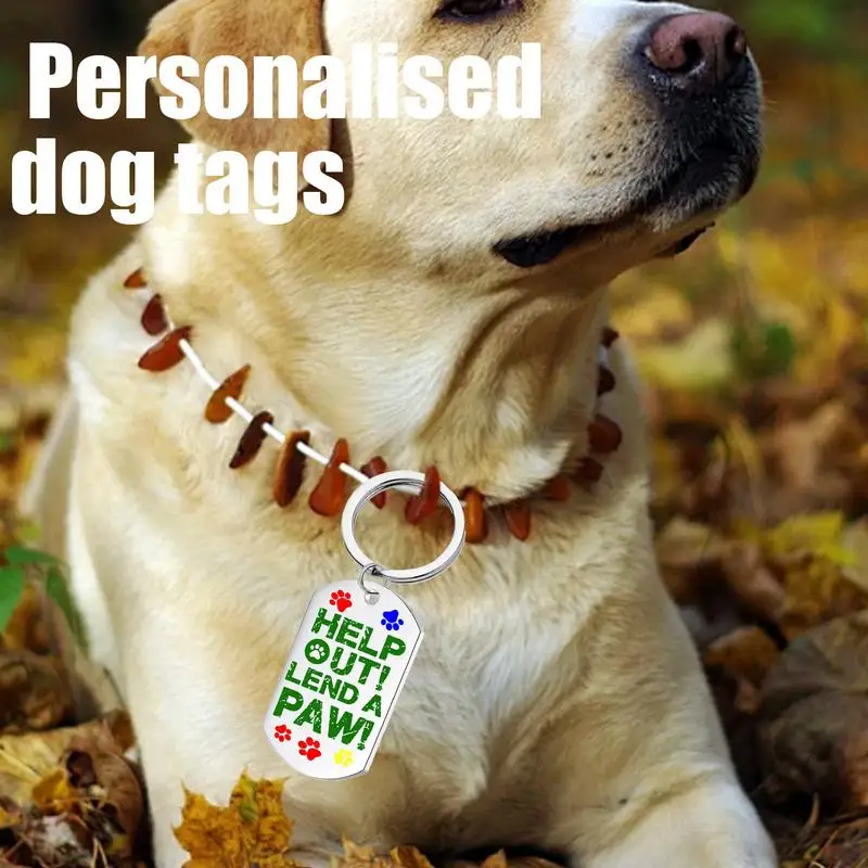 Custom Dog Tags Rectangle Stainless Steel Identification Pet Tags Lightweight Front And Back Rust-proof Dog Tags For Small Cats