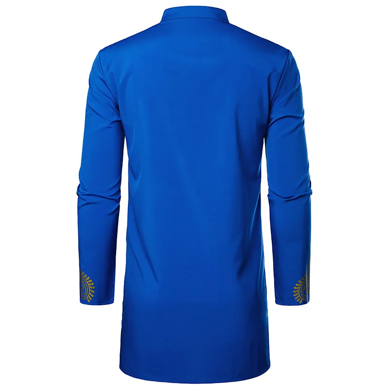 越境外国貿易メンズカジュアルファッションブロンズプルオーバーシャ​​ツトーテムロングシャツイスラム教徒ストレートシャツイスラム教徒セット