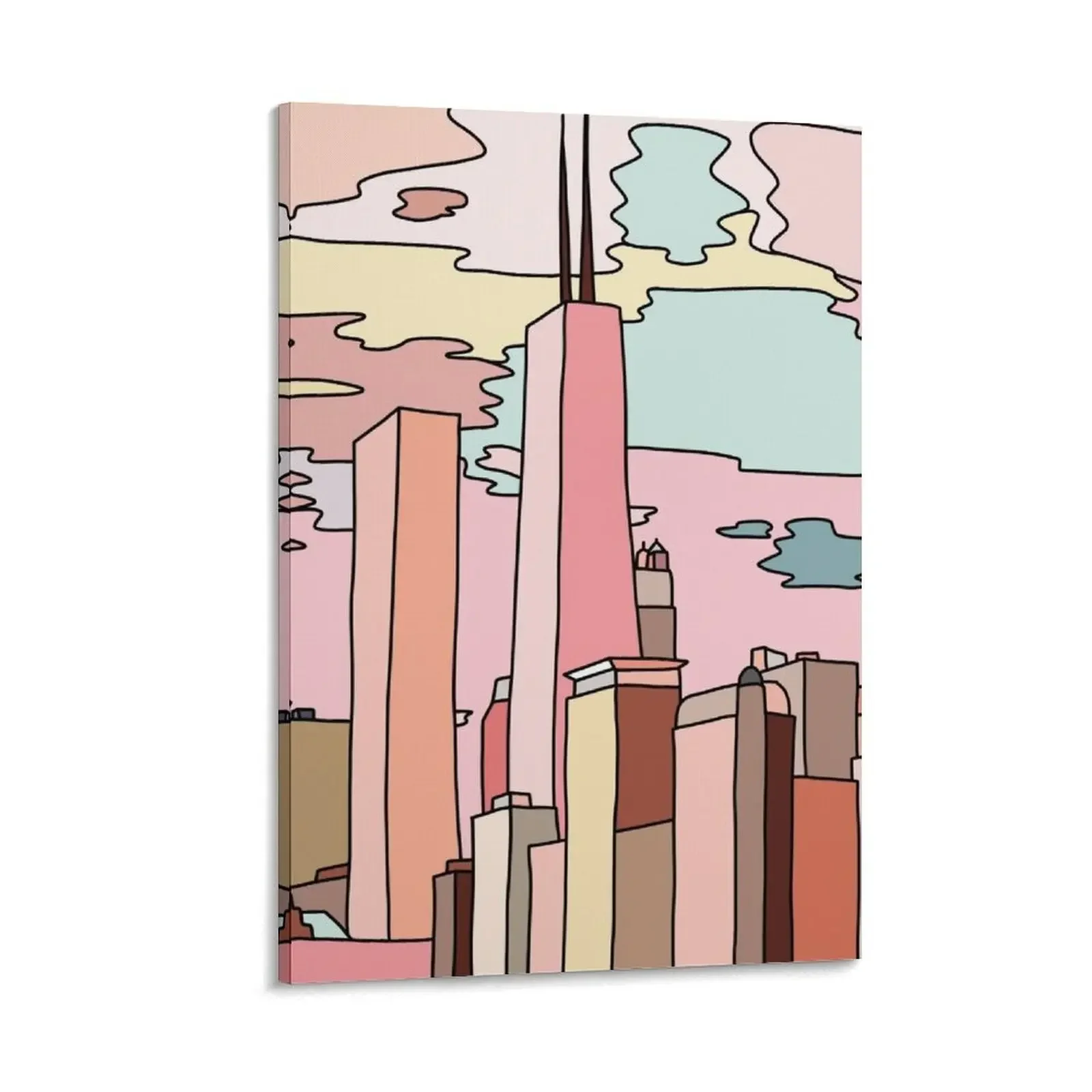 

Chicago sunset by Sasa Elebea Canvas Painting vintage home decor decorations for the room Wall posters