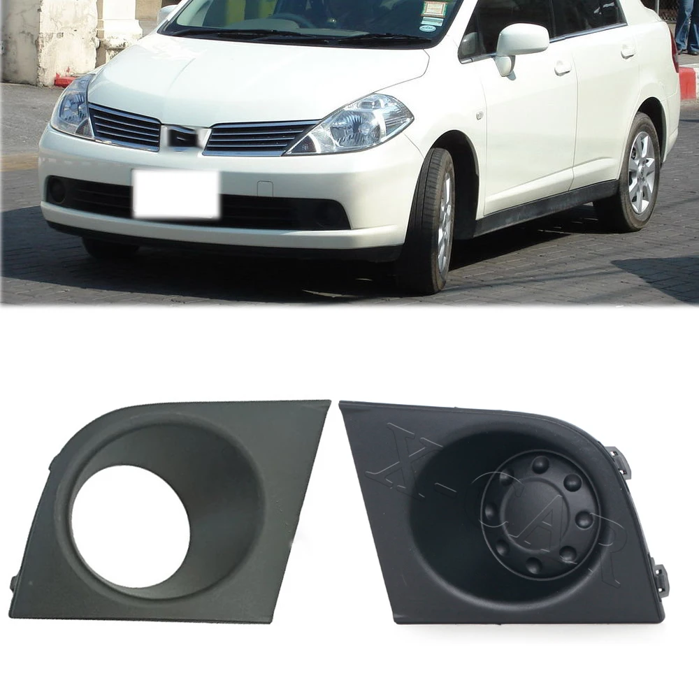 Car Front Bumper Left Right Fog Light Cover Fog Lamp Hood Frame Accessories For Nissan Tiida Latio 2005 2006 2007 2008