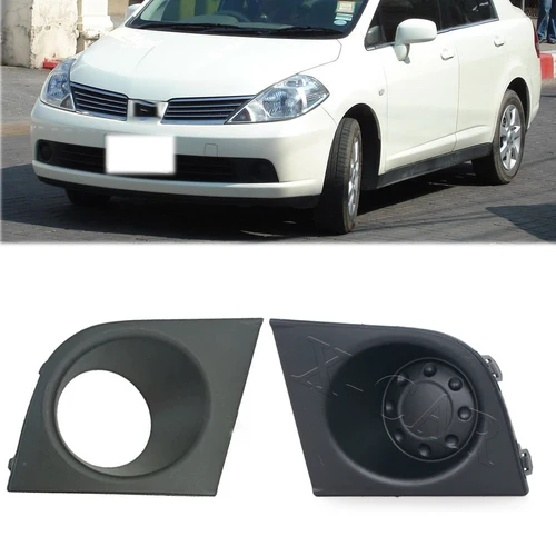 Imagen 2 del producto Para Nissan Tiida Latio 2005 2006 2007 2008 parachoques delantero de coche cubierta de luz antiniebla izquierda derecha accesorios de marco de capó de lámpara antiniebla