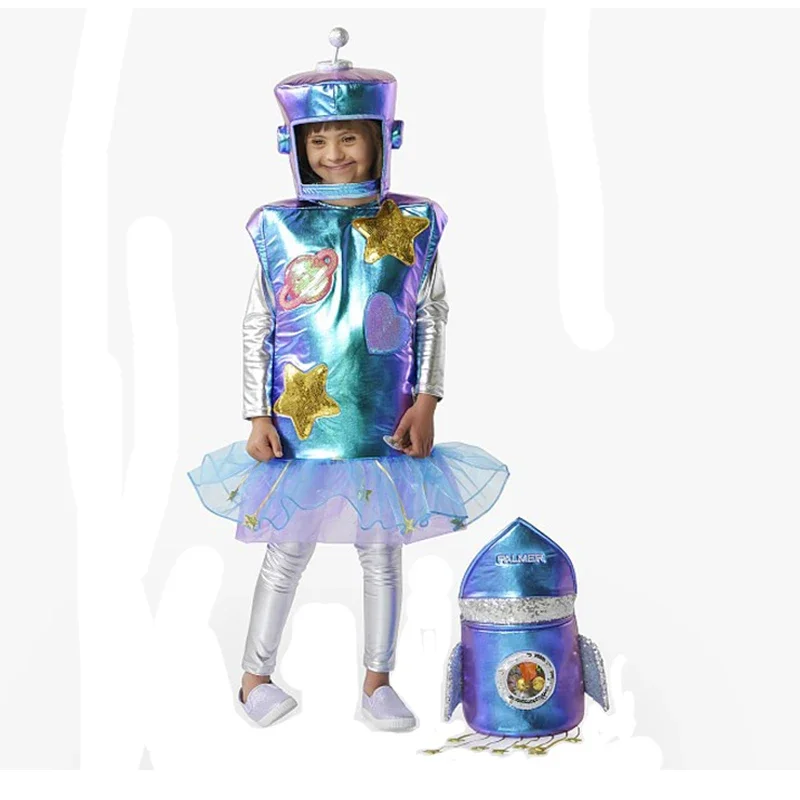 2025 nieuwe collectie kind ruimte thema boekweek kostuum meisje robot Halloween Purim aankleden