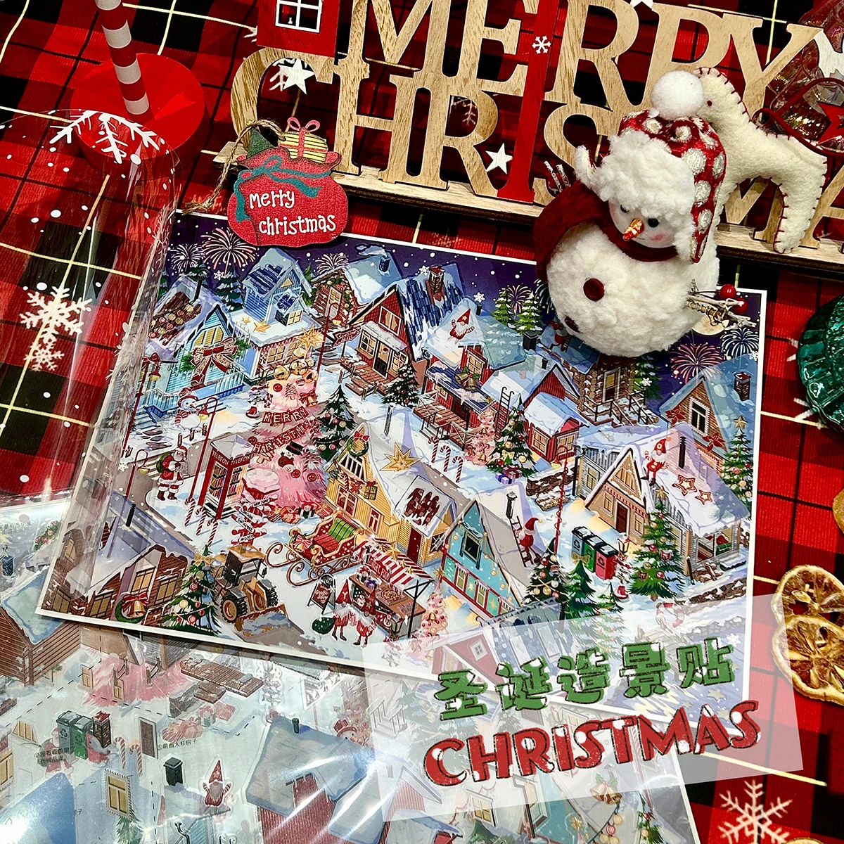 

WAKAWAKA Plus Size DIY 3D Landscaping Sticker Miniature Scene Sticker Christmas Story Gift for Friends Stacking Pasting Sticker