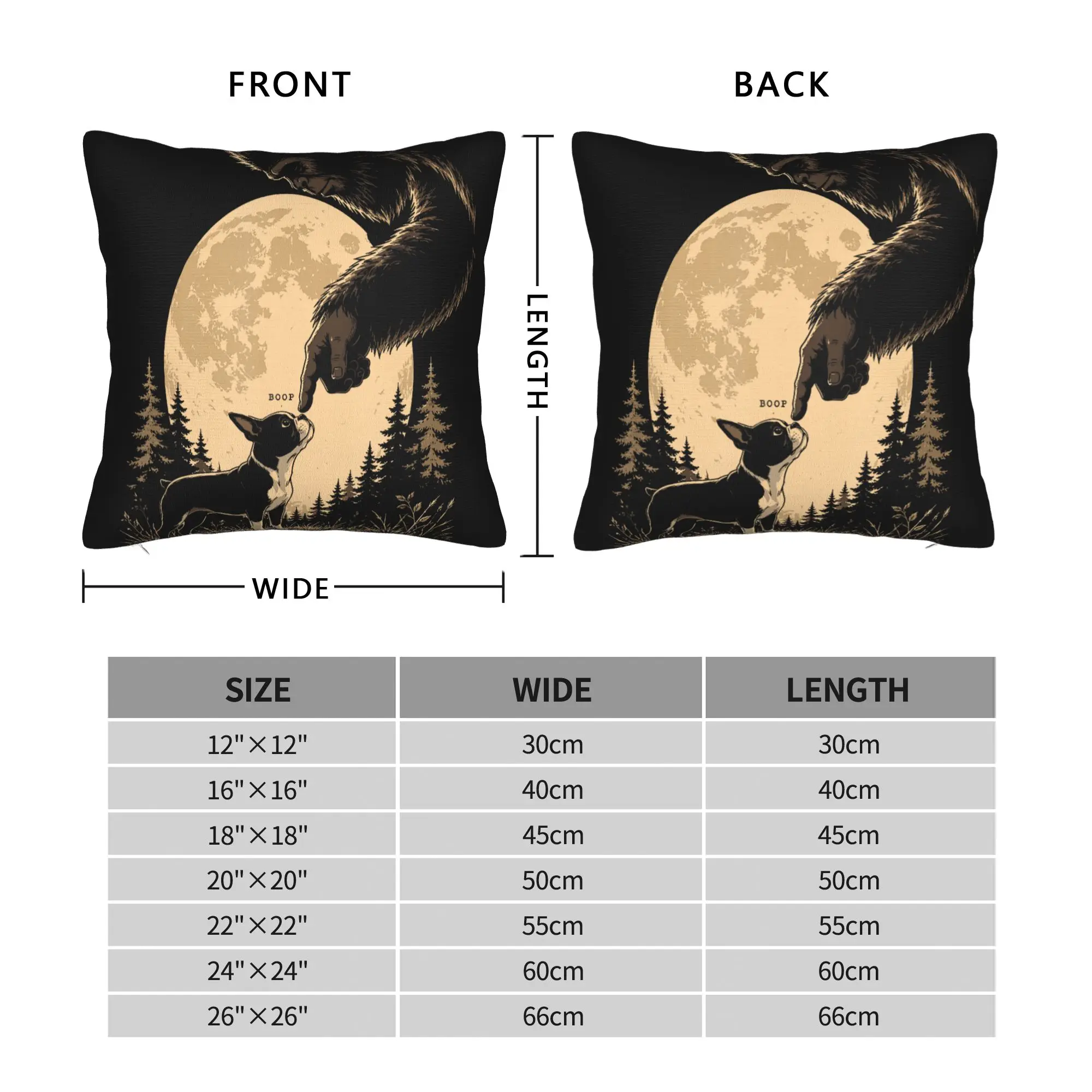 Fun Hand Boop Nose Bigfoot Sasquatch Boston Terrier Moon Pillow Case  Graphic Pillow Cover Novelty Pillowcases For Home Decor